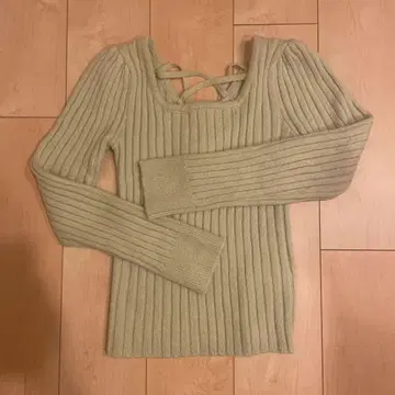 deicy 리브 라이트 그린 니트 스웨터