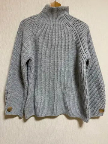 Futier land 소매 버튼 디자인 하이넥 니트 여성용 L 사이즈