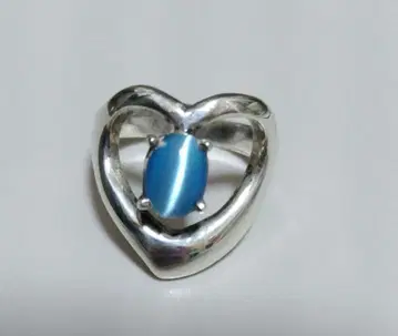 오늘 한정 실버 925 하트형 반지 파란색 보석