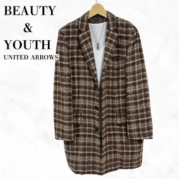 BEAUTY&YOUTH 체스터 코트 울 코트 체크 무늬 코트