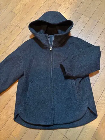 로페피크닉 후드 부착 다크 그레이 코트