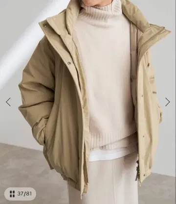 Spick and Span 발수 후디드 다운 하프 코트 베이지 36