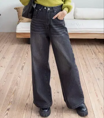 clear 와이드 데님 팬츠 블랙 S