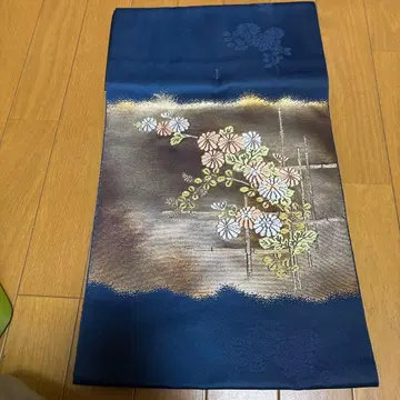 나고야 오비 꽃무늬 자수 네이비 컬러