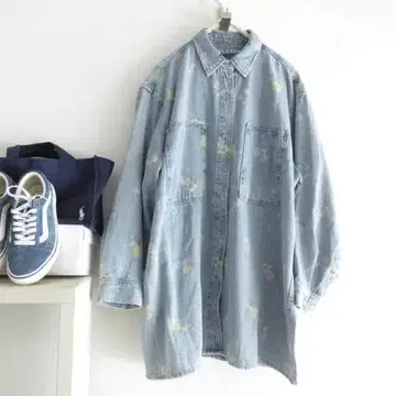 nico and 니코앤드 BIG 오버 사이즈 데님 꽃무늬 셔츠