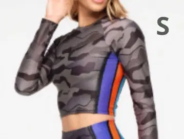 ZUMBA 줌바 카모 패턴 긴팔 크롭탑 S 정품