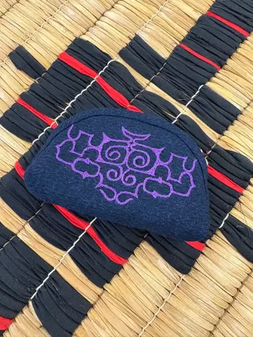 아이누 자수 가마구치 미니 파우치 잡화 약 23cm 치지리 화이트로