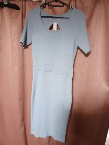 RESEXXY 리젝시 등 트임 맨투맨 원피스 블루