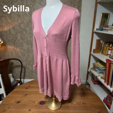 시빌라 핑크 하이 게이지 니트 롱 가디건 긴팔