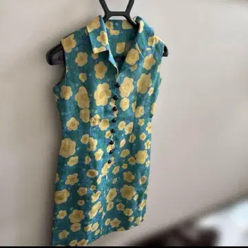 여성용 원피스 꽃무늬 슬리브리스 무릎 기장 원피스 레트로 원피스 S