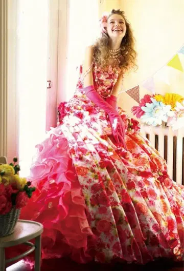 화려한 꽃무늬 핑크 컬러 드레스 9-13T