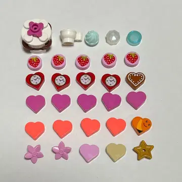 LEGO 레고 부품 딸기 하트 프린트 타일