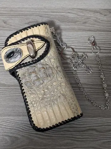 천연 가죽 장지갑 실버 925 오닉스 콘초 지갑 체인 롱 지갑