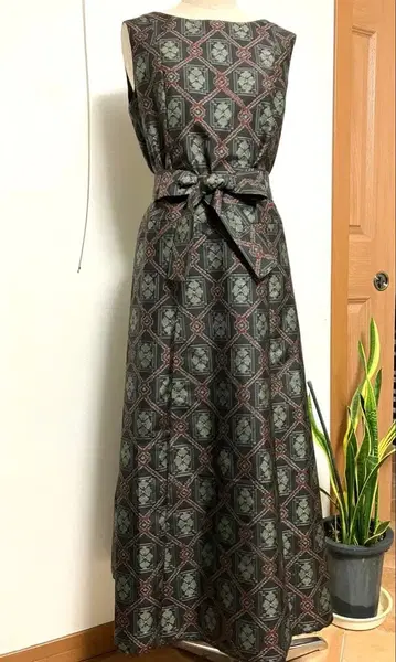 로우웨스트 A라인 원피스 오시마 명주 기모노 리메이크