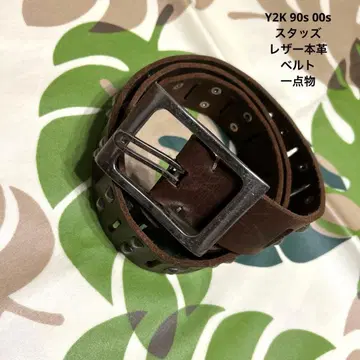 한정판 Y2K 90s 00s 스터드 천연 가죽 벨트 빈티지