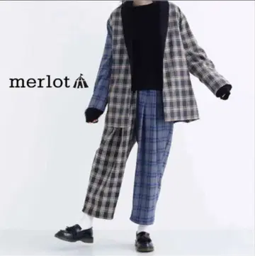 merlot 체크 무늬 테일러드 자켓