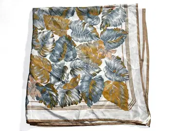 P&P 잎 패턴 실크 혼방 스카프 약 86cm