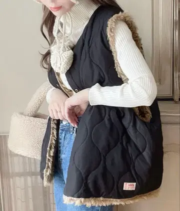 2way 충전솜 퀼팅 x 퍼 리버서블 베스트 빅 사이즈 L