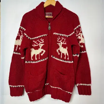 [ Plevo ] 카우친 루돌프 무늬 집업 니트 가디건