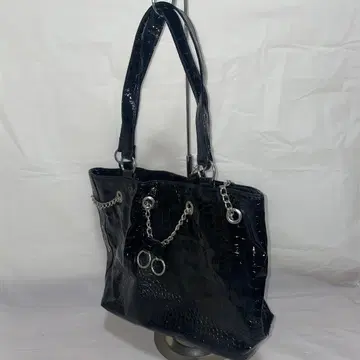 크로커다일풍 에나멜 핸드백 블랙 Y2K 헤이세이 갸루 d.i.a