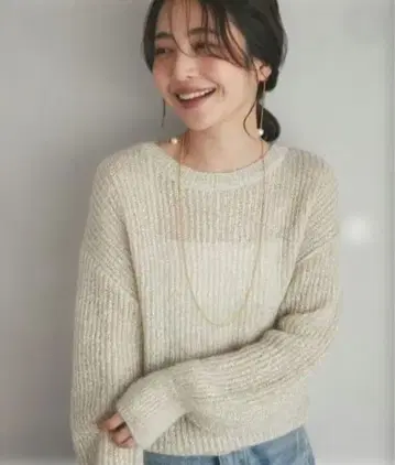 La boutique BonBon 키드 모헤어 라메 크루 니트