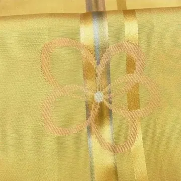 산황색 코몬 기모노 무카몬 순수 실크 스트라이프