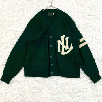 BUTTERFIELD 니트 가디건 M V넥 다크 그린