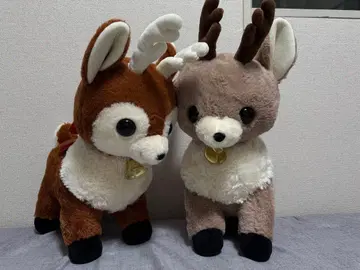 사슴 봉제 인형 중형 뿔과 방울 포함