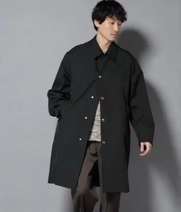블랙 스텐 코트 오버 사이즈