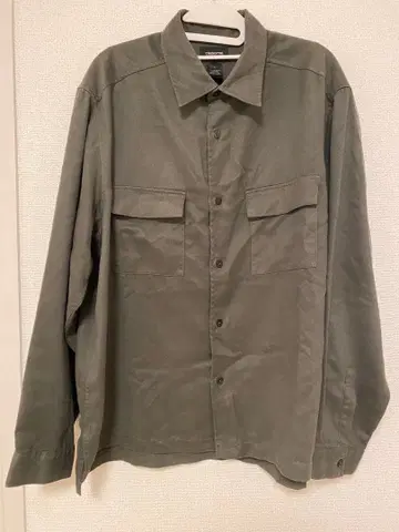 페이크 스웨이드 셔츠 올리브 그린 짙은 색