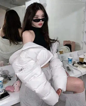 다리치 숏 기장 다운 자켓 핑크