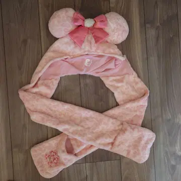 디즈니 리조트 미니 레오파드 무늬 머플러 캡 핑크