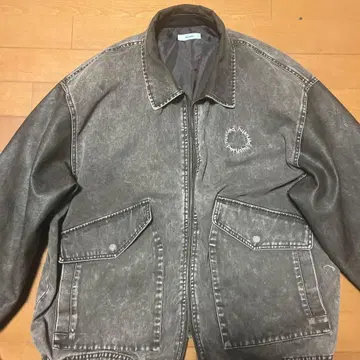 도킹 합성 가죽 더블 포켓 블루종