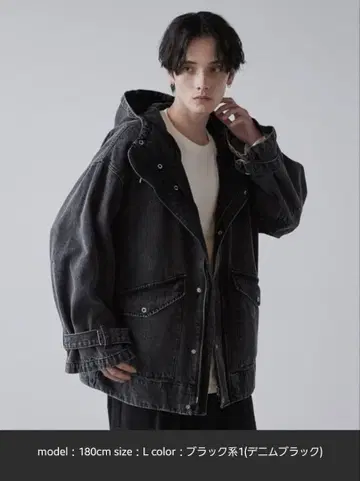 CLEL 데님 마운틴 후드티 블랙 L 사이즈