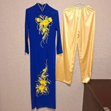 아오자이 자수 파랑 베트남