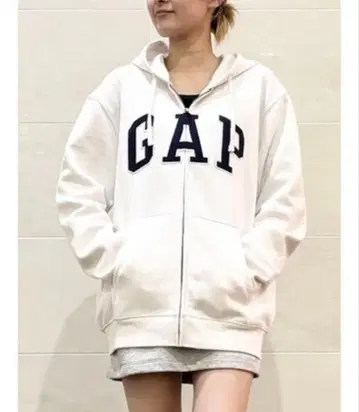 GAP 로고 집업 후드티 M 화이트
