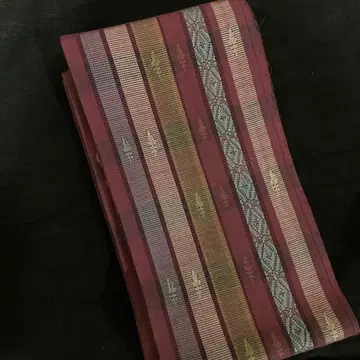 요네자와 초목 염색 스트라이프 반폭 오비