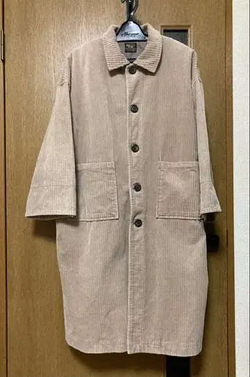 DOUBLE NAME 코듀로이 롱 코트 베이지