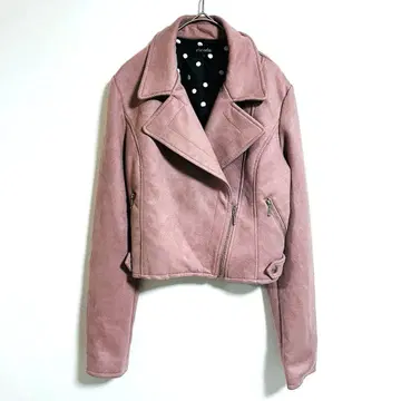 rienda 리엔다 라이더 자켓 미니 기장 연보라 핑크 M 사이즈