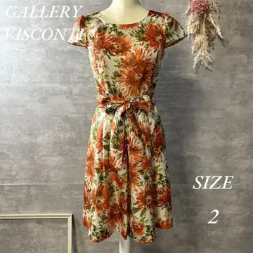 갤러리 비스콘티 플라워 프린트 원피스 리본 반팔 2 사이즈