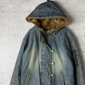 Y2K 데님 보아 후드 부착 자켓 헤이세이 갸루