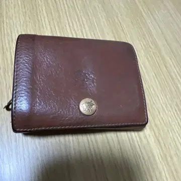 브라운 가죽 접이식 지갑