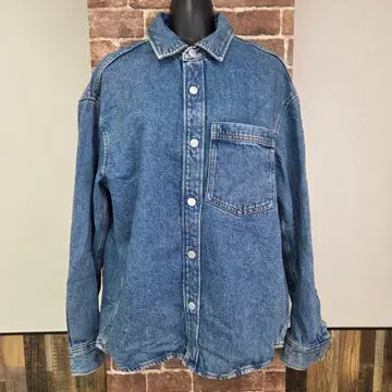 H&M 에이치앤엠 데님 셔츠 블루 레귤러 핏 포켓 S
