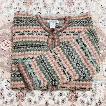 빈티지 페어아일 패턴 울 니트 가디건