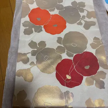 나고야 오비 꽃무늬 빨간색 골드 컬러