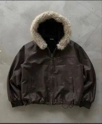 wish for ever 퍼 자켓 브라운