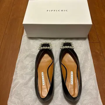 PIPPICHIC 펄 장식 블랙 플랫슈즈 37