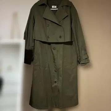 BEAMS HEART 올리브색 트렌치코트 베스트 자켓 세트