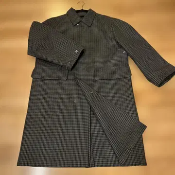 미사용 UNIQLO U 스텐카라 코트 체크 그레이 M 롱 코트
