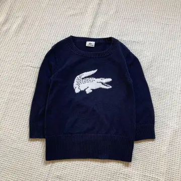 LACOSTE 라코스테 빅 와니 로고 네이비 니트 코튼 42